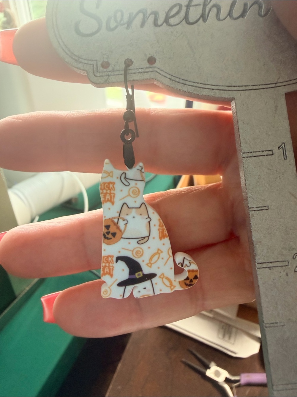 Handcrafted by me Kitty 🐈‍⬛ Cat Halloween Earrings Hypoallergenic